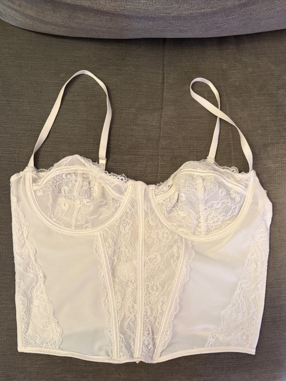 Forever 21 Ivory Lace Longline Bustier